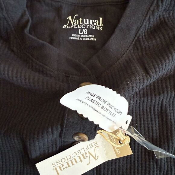 Natural Reflections Thermal Henley Black L NWT - Picture 4 of 4